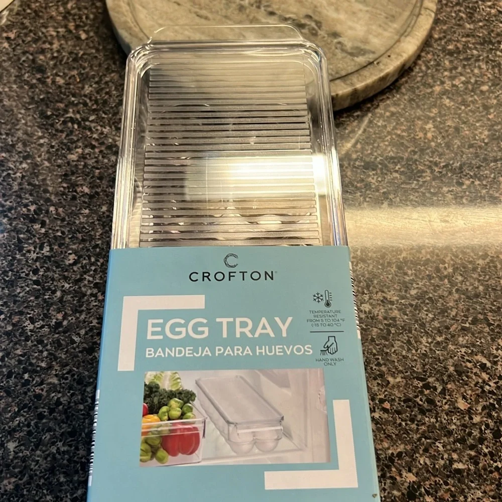NEW IN PACKAGING Croton Transparent  Egg Tray 4.5 x 14.7 x 3.0 in hold 14 eggs